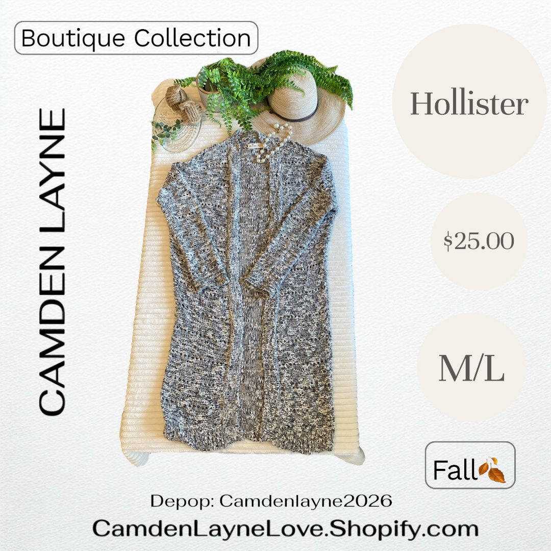 Hollister Gray Knit Long Sweater