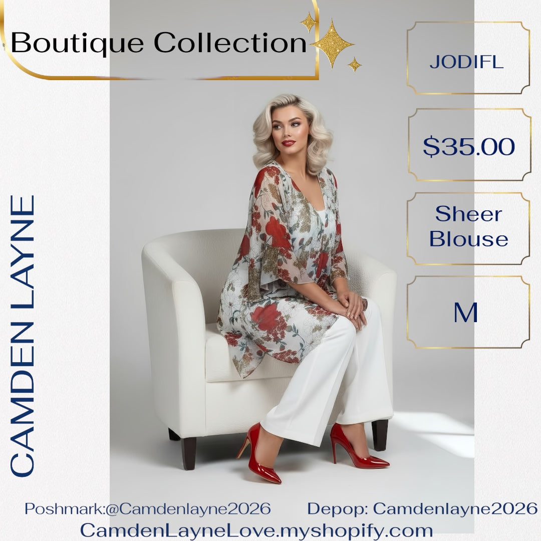 Jodifl Sheer Bell Sleeve Blouse