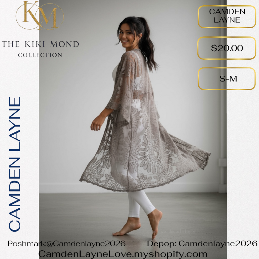 Camden Layne Grey Lace Style Cardigan Kimono