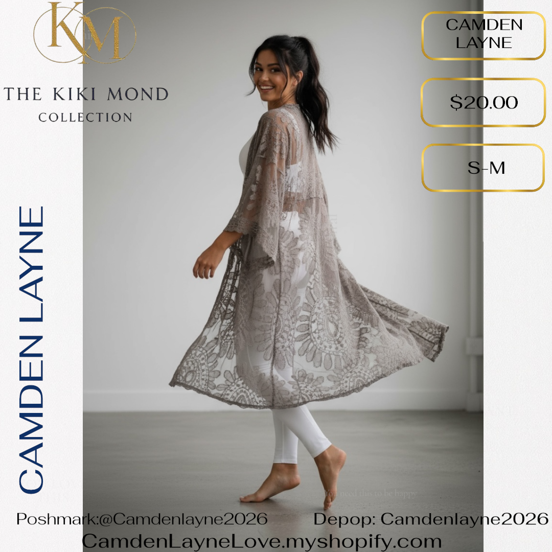 Camden Layne Grey Lace Style Cardigan Kimono