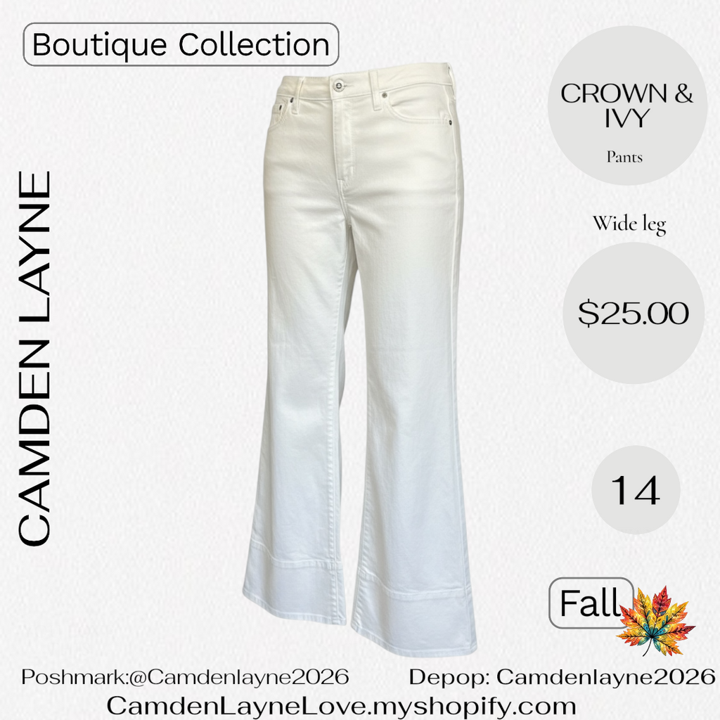 Crown & Ivey Wide Leg White Slacks