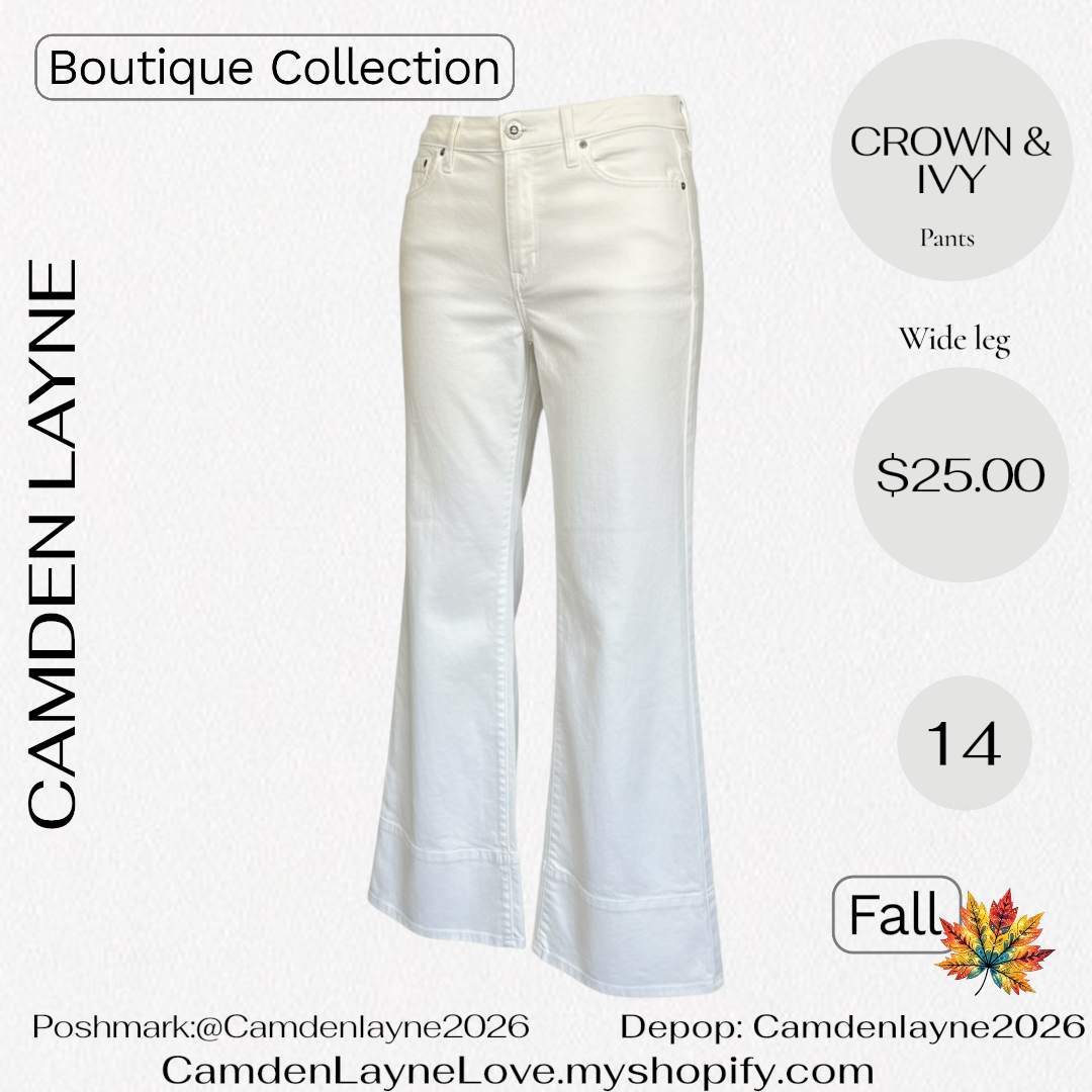 Crown & Ivey Wide Leg White Slacks