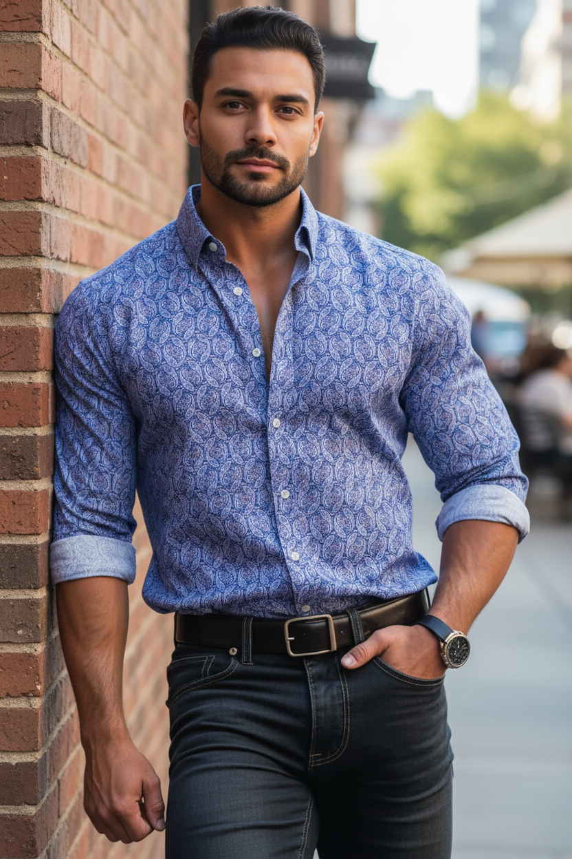 Crown & Ivy 2XLT Big Blue Paisley Print