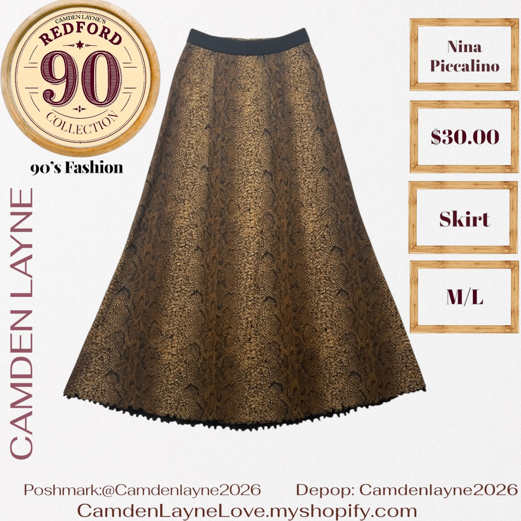 Vintage Nina Piccalino Snakeskin Print Skirt