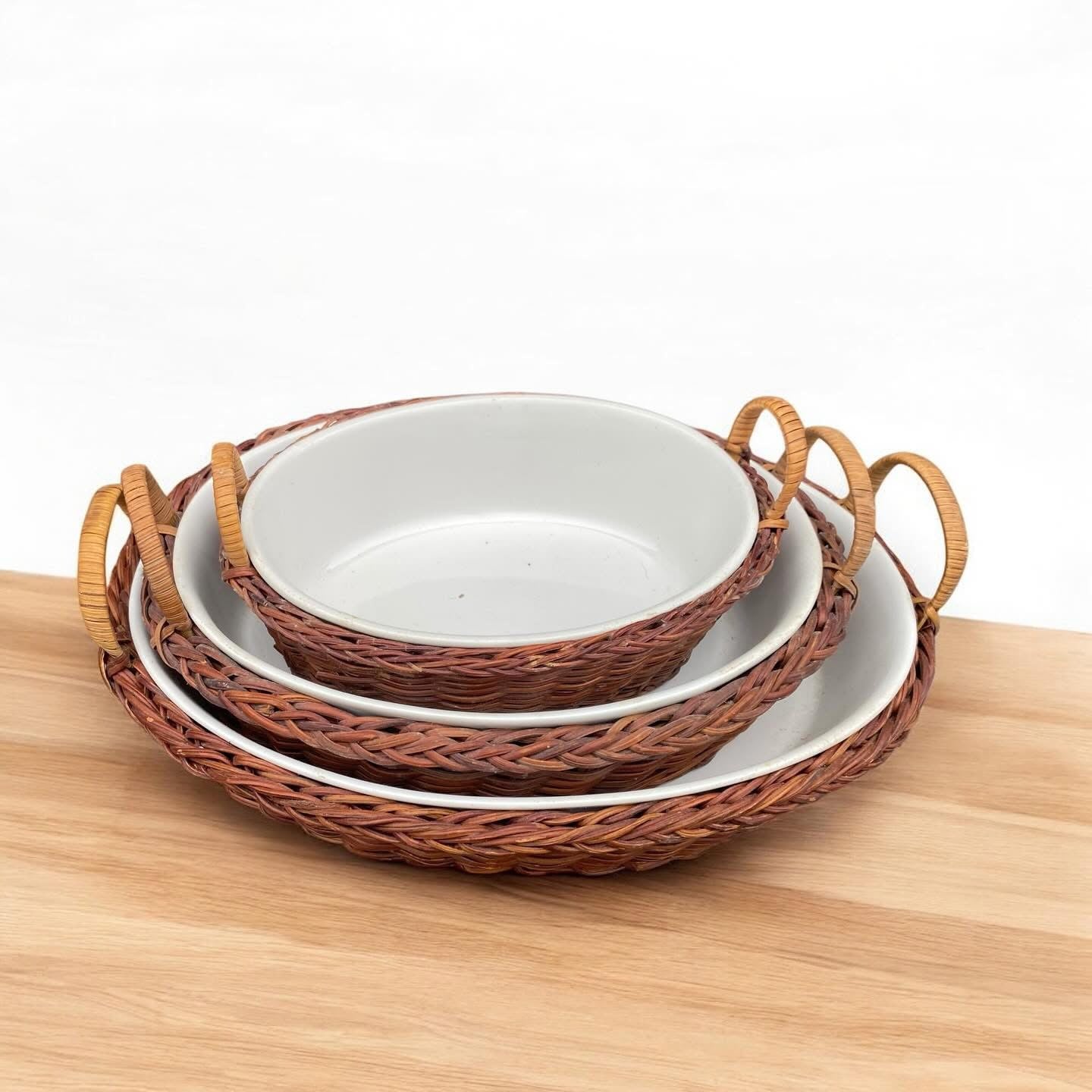 Three Temptations Wicker Ceramic Casserole Set - Camden Layne