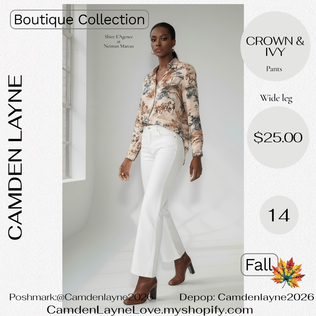 Crown & Ivey Wide Leg White Slacks