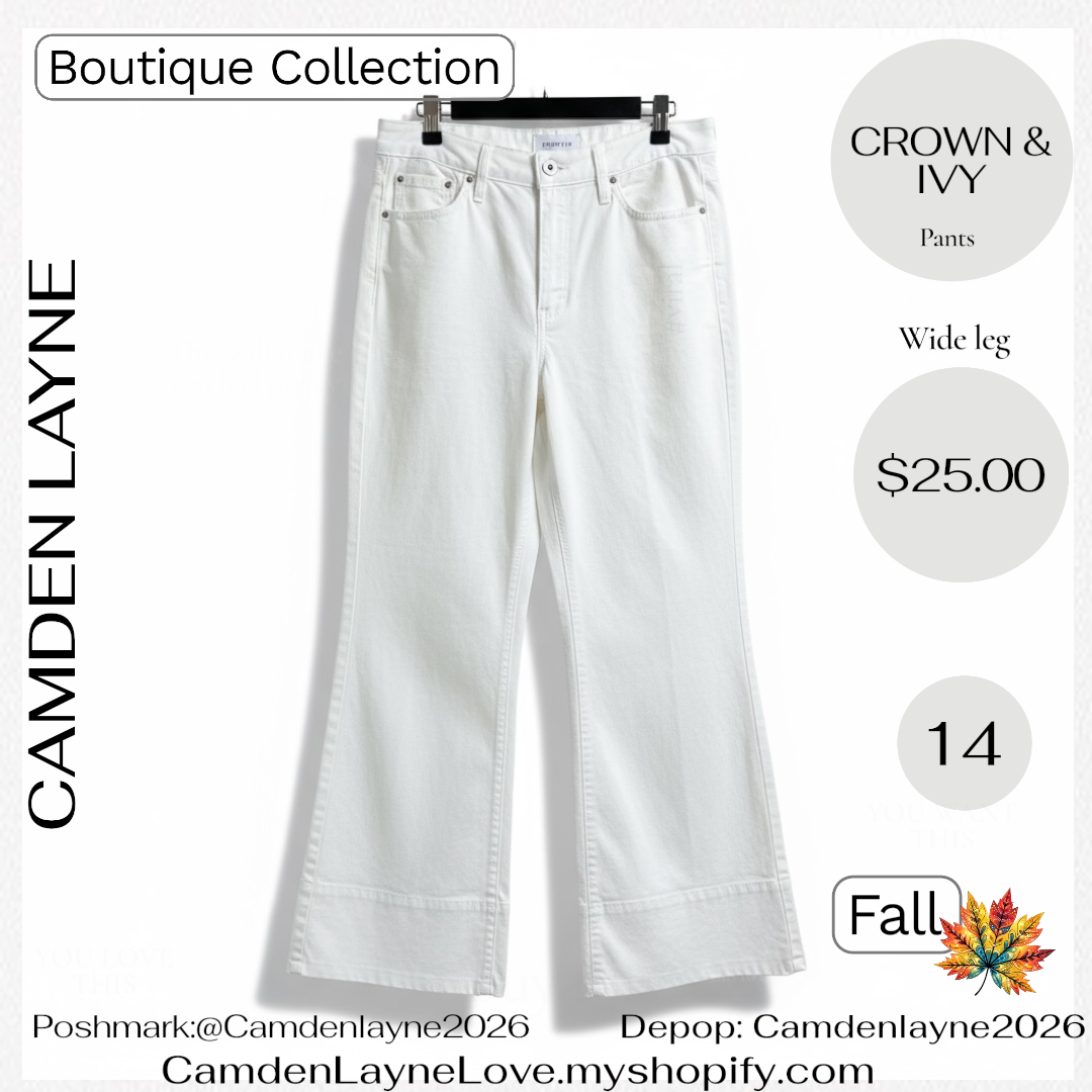Crown & Ivey Wide Leg White Slacks