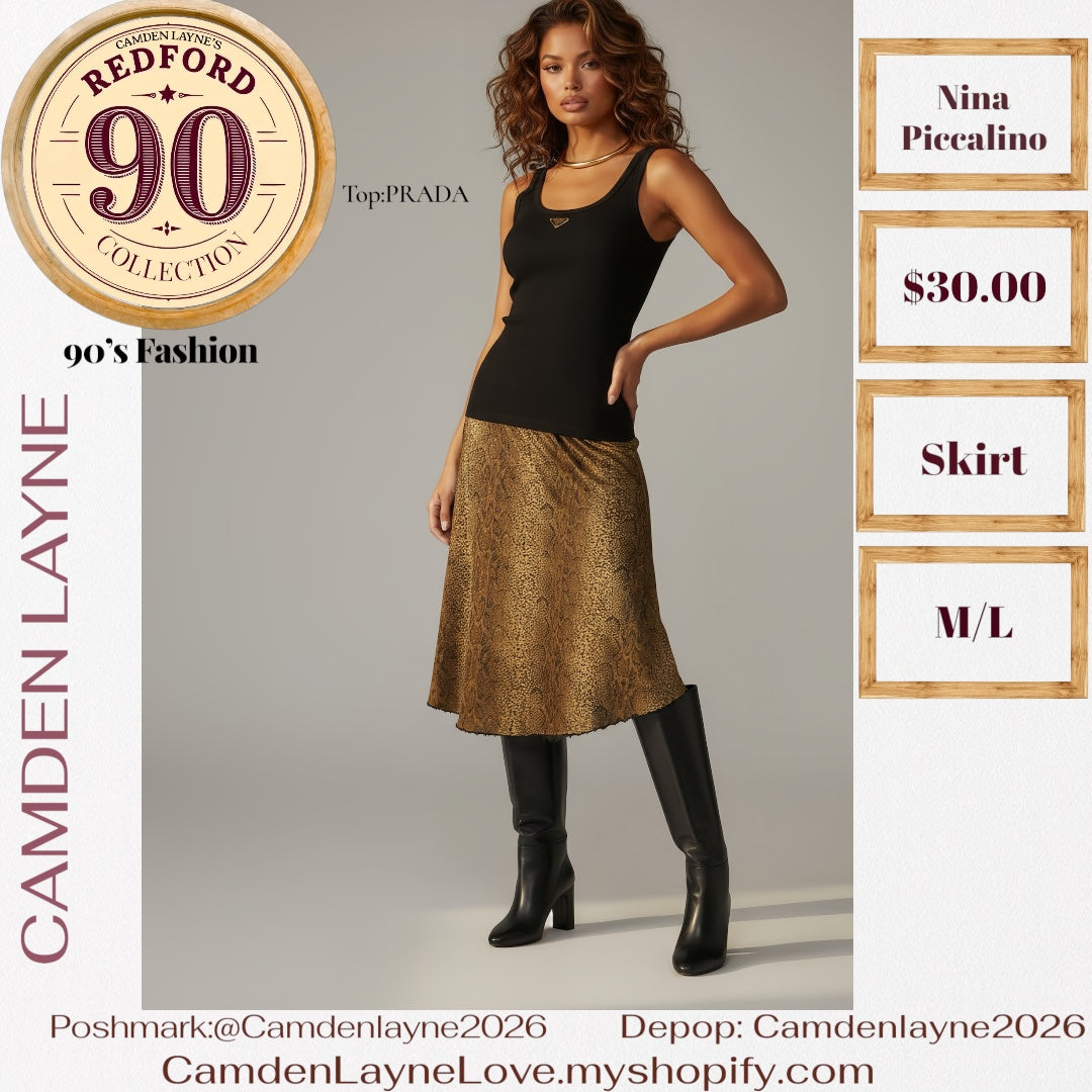 Vintage Nina Piccalino Snakeskin Print Skirt