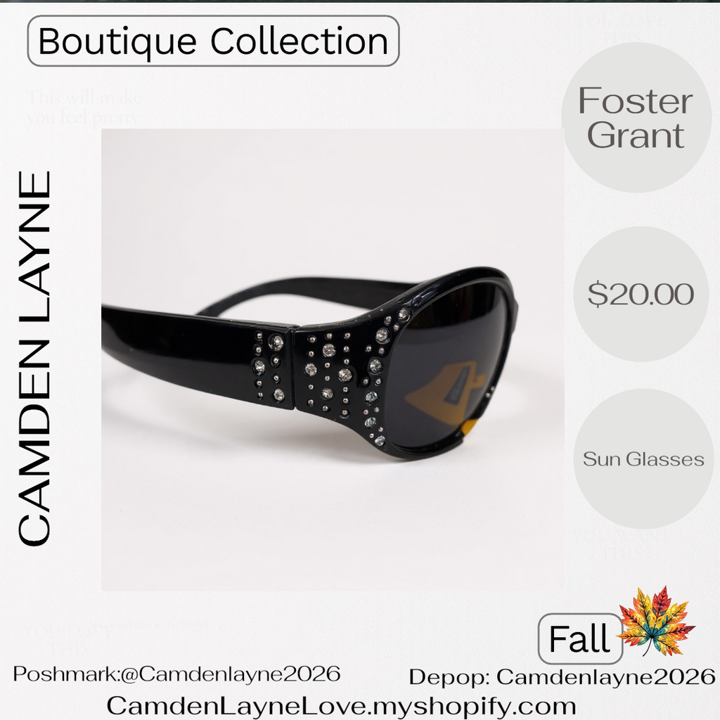 Foster Grant Black and Rhinestone Styled Sunglasses