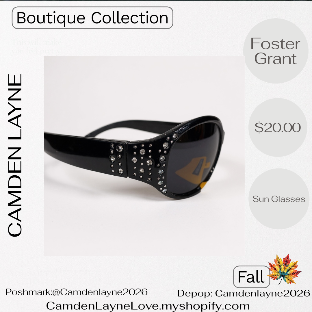 Foster Grant Black and Rhinestone Styled Sunglasses