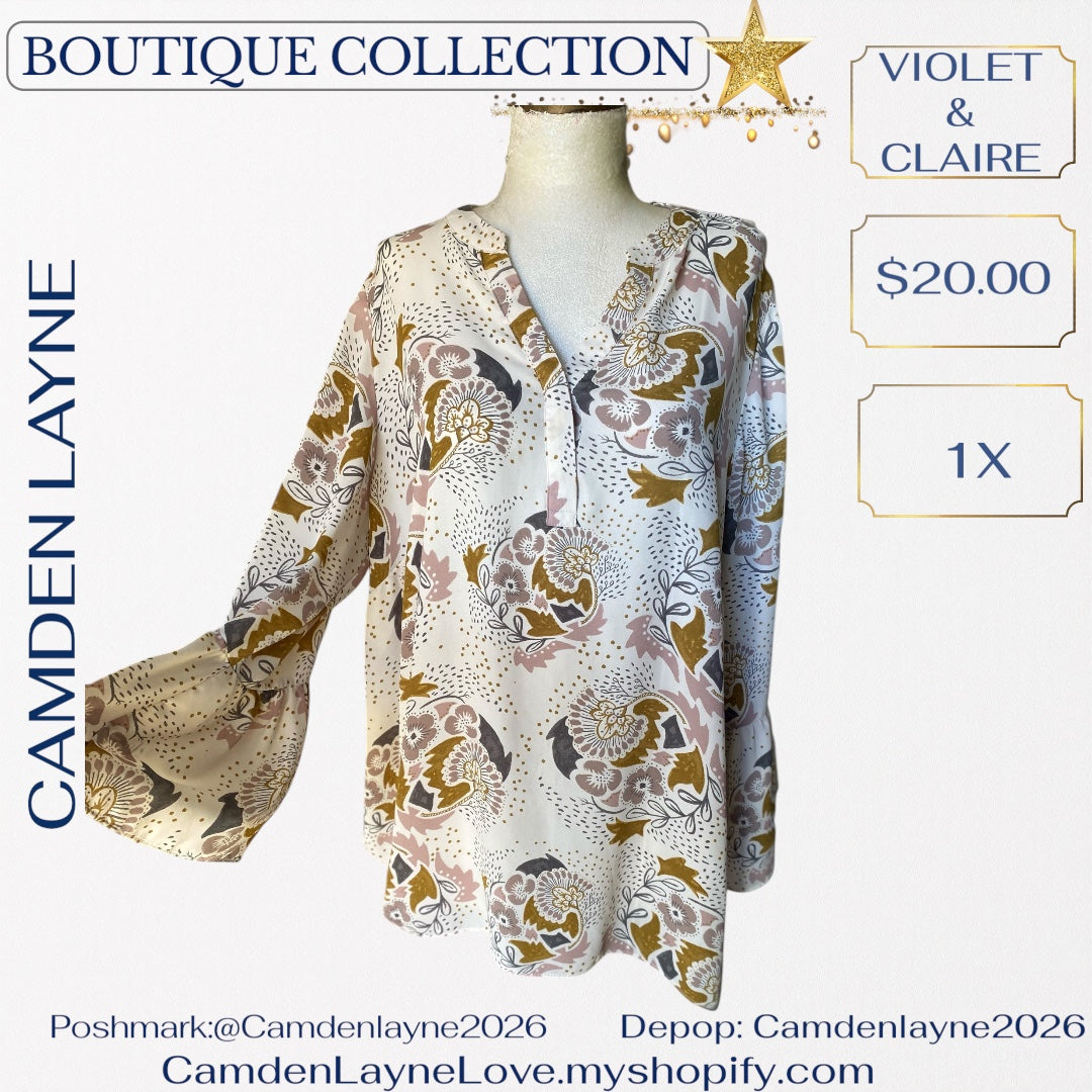 Violet & Clair Tranquil Print will bell sleeves