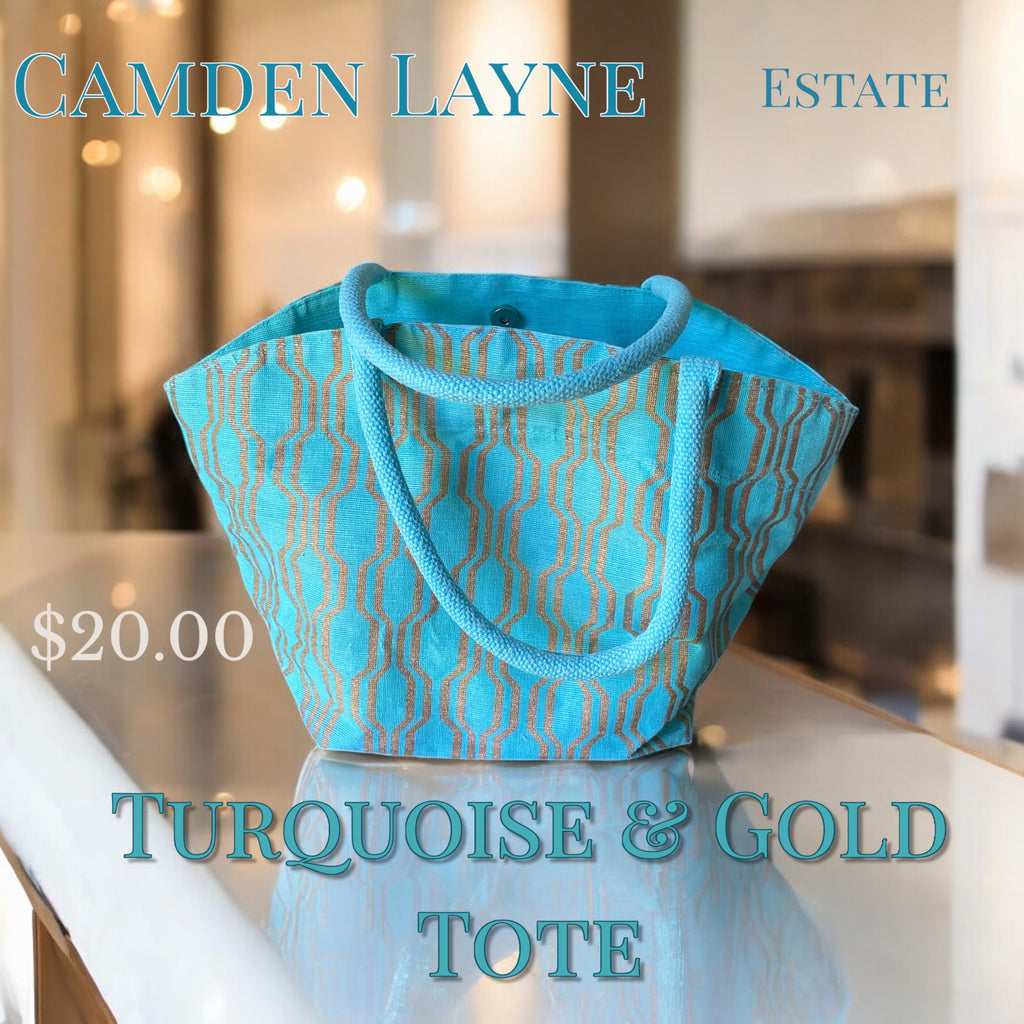 Turquoise & Gold Tote - Camden Layne