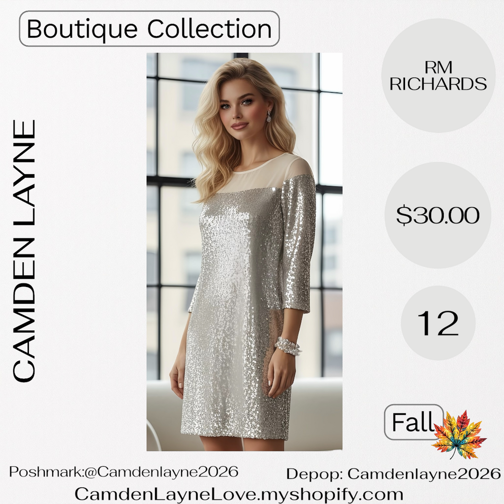 RM Richard’s Champagne Sequined Dress