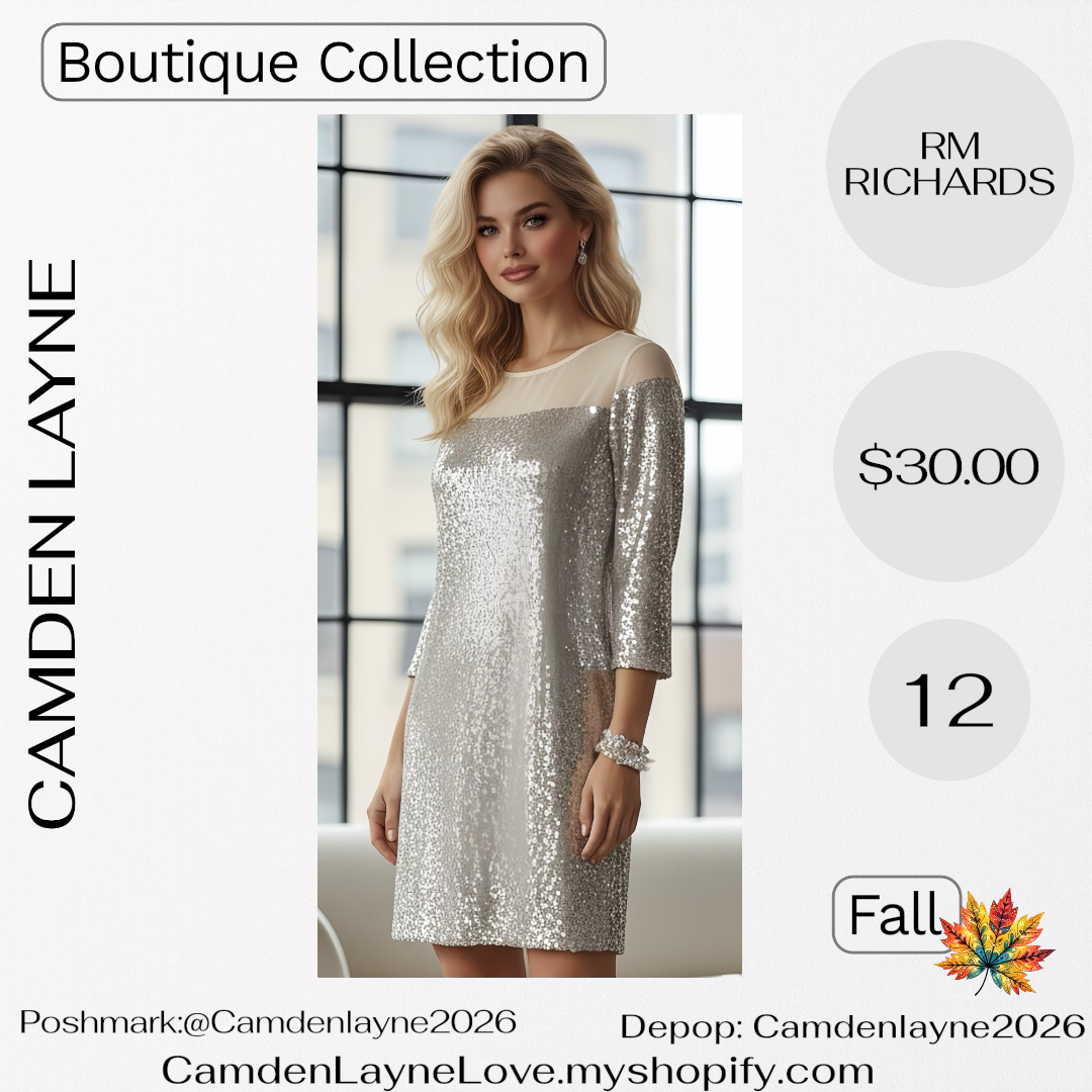 RM Richard’s Champagne Sequined Dress