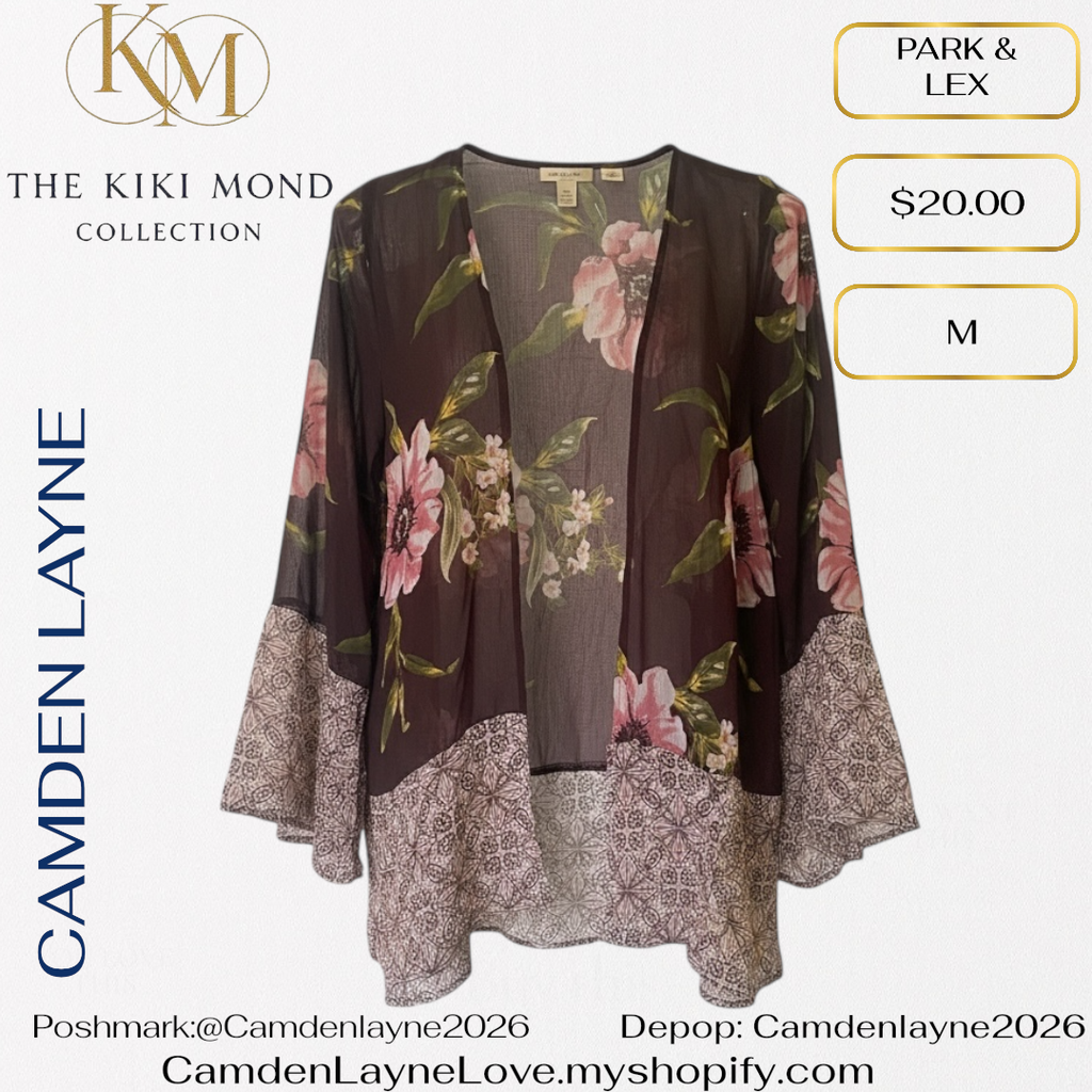 Park & Lex Brown and Floral Kimono