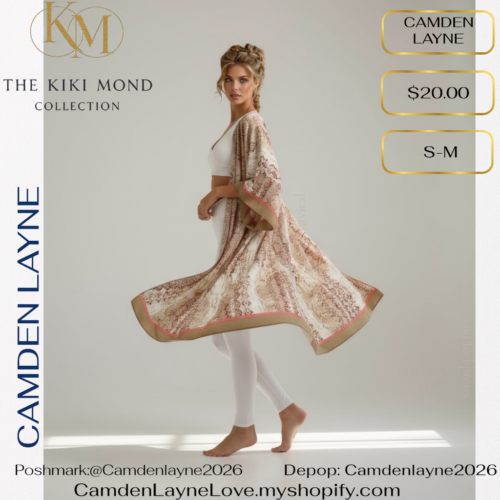 Camden Layne Snake Skin Print Cardigan Style Kimono