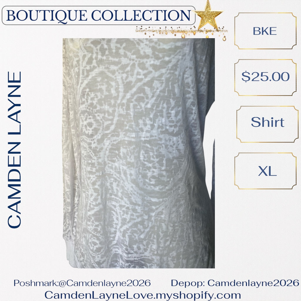 BKE White Semi-Sheer Burnout Blouse