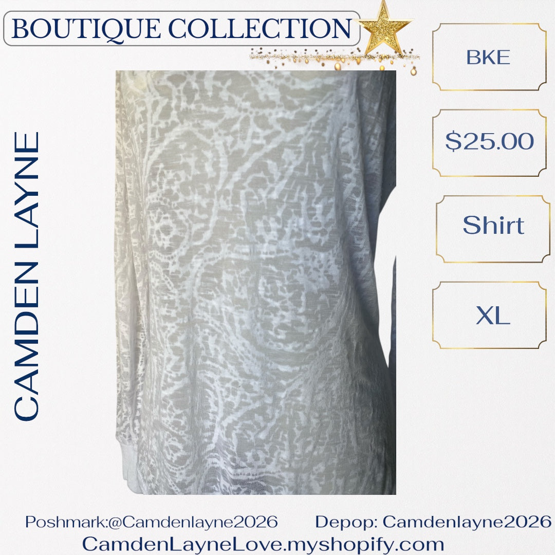 BKE White Semi-Sheer Burnout Blouse