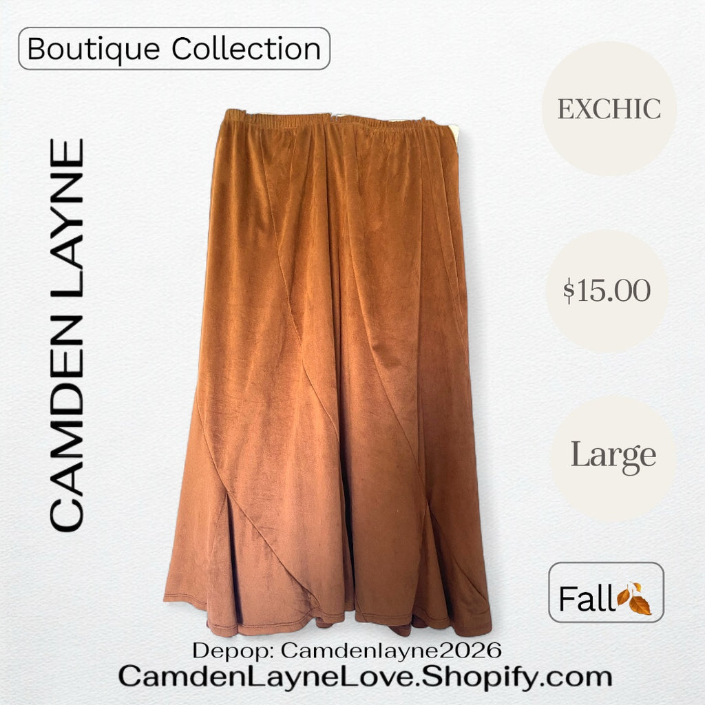 Exchic Faux Suede Long Skirt