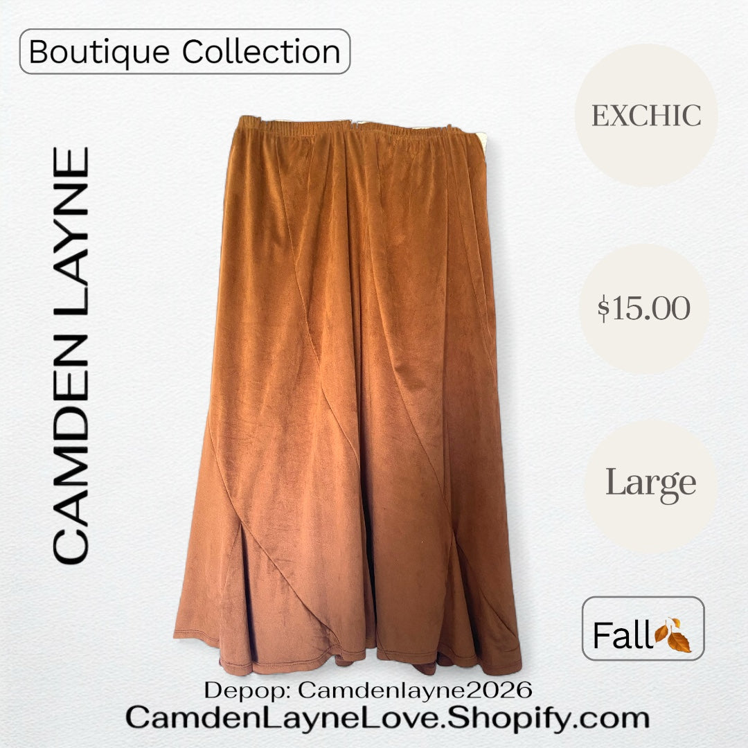 Exchic Faux Suede Long Skirt