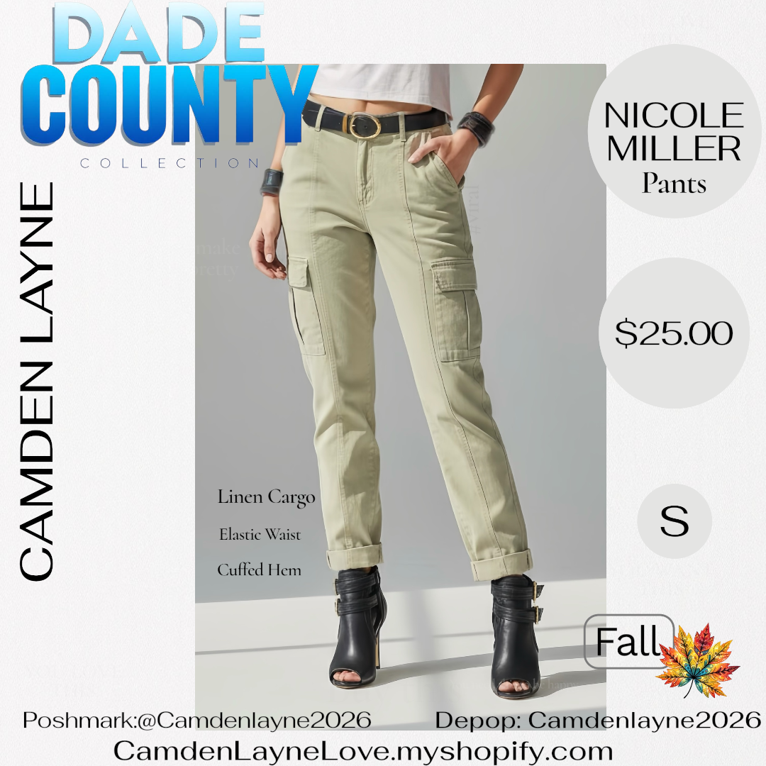 Nicole Miller Linen Cargo Pants