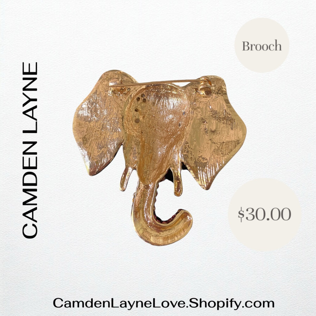 Amber Elephant Brooch