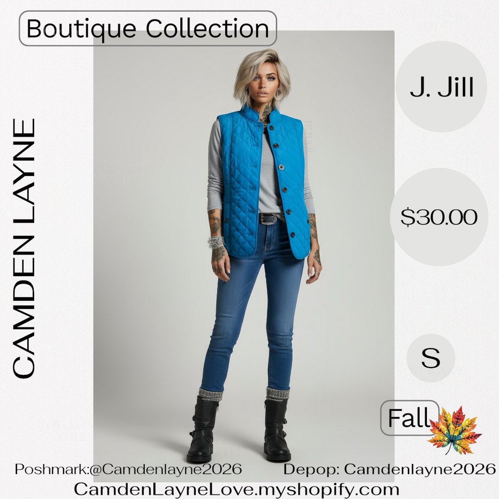 J. Jill Blue Quilted Vest