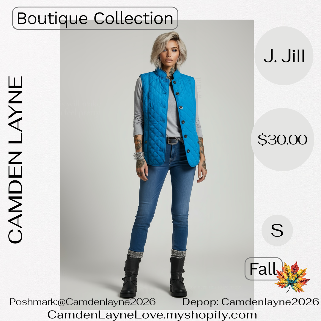 J. Jill Blue Quilted Vest