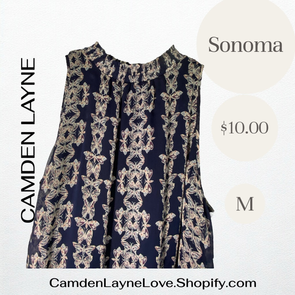 Sonoma Navy Butterfly Blouse