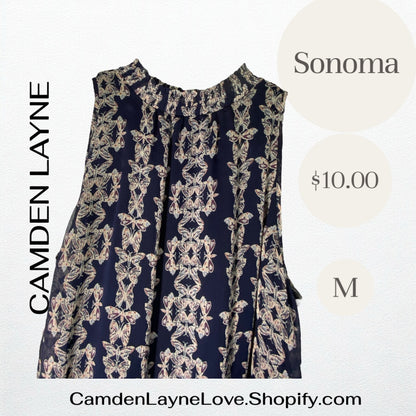 Sonoma Navy Butterfly Blouse