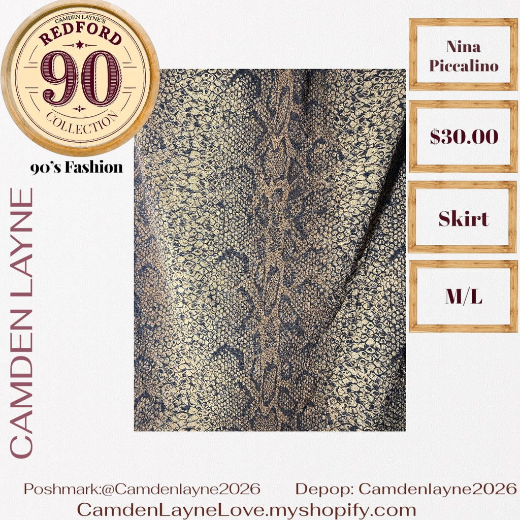 Vintage Nina Piccalino Snakeskin Print Skirt
