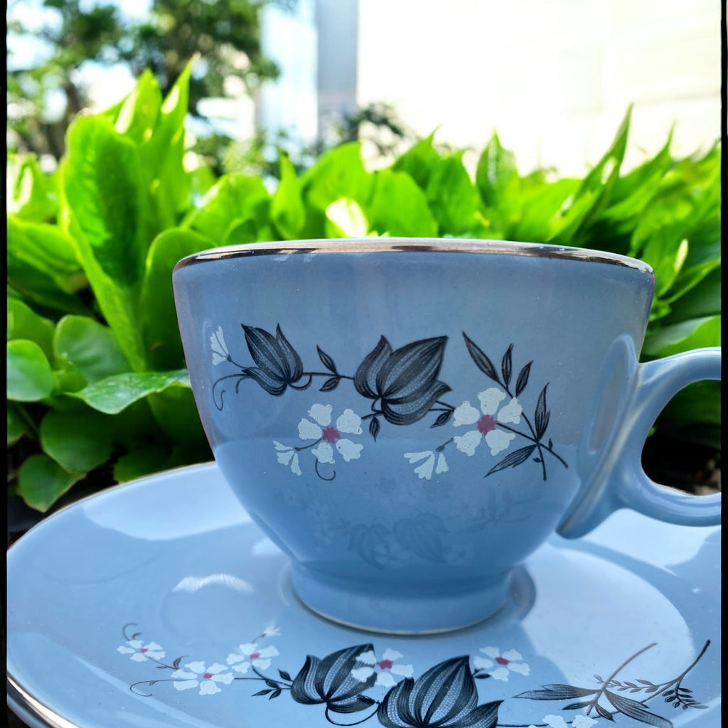 Taylor Smith & Taylor Blue Mist Footed Cup and Saucer Set - Camden Layne