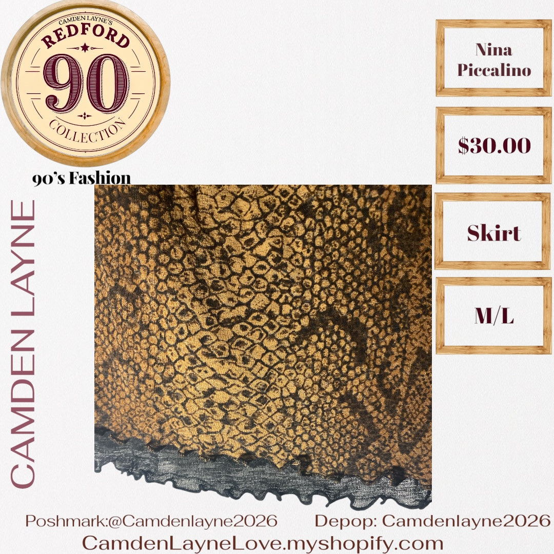 Vintage Nina Piccalino Snakeskin Print Skirt