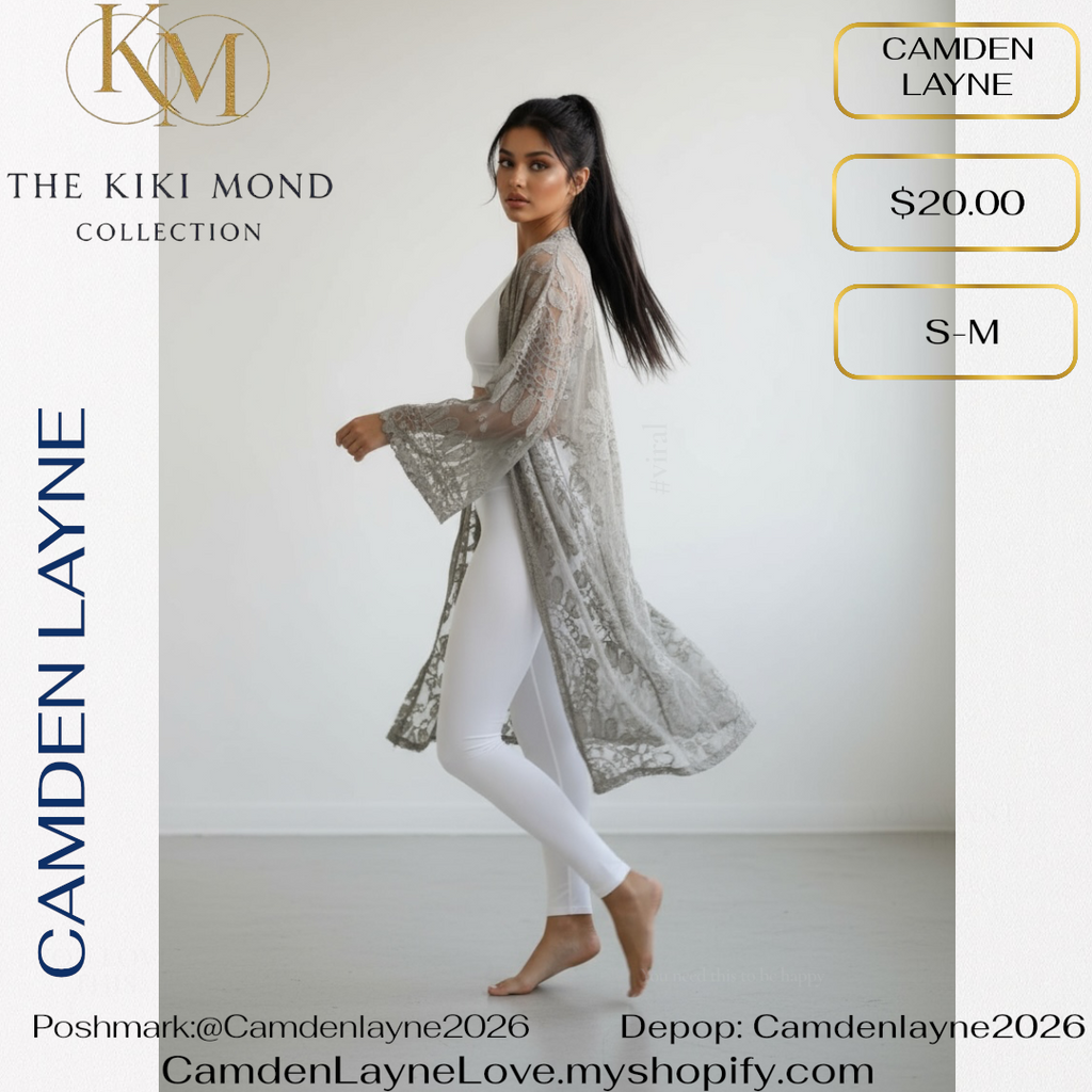 Camden Layne Grey Lace Style Cardigan Kimono