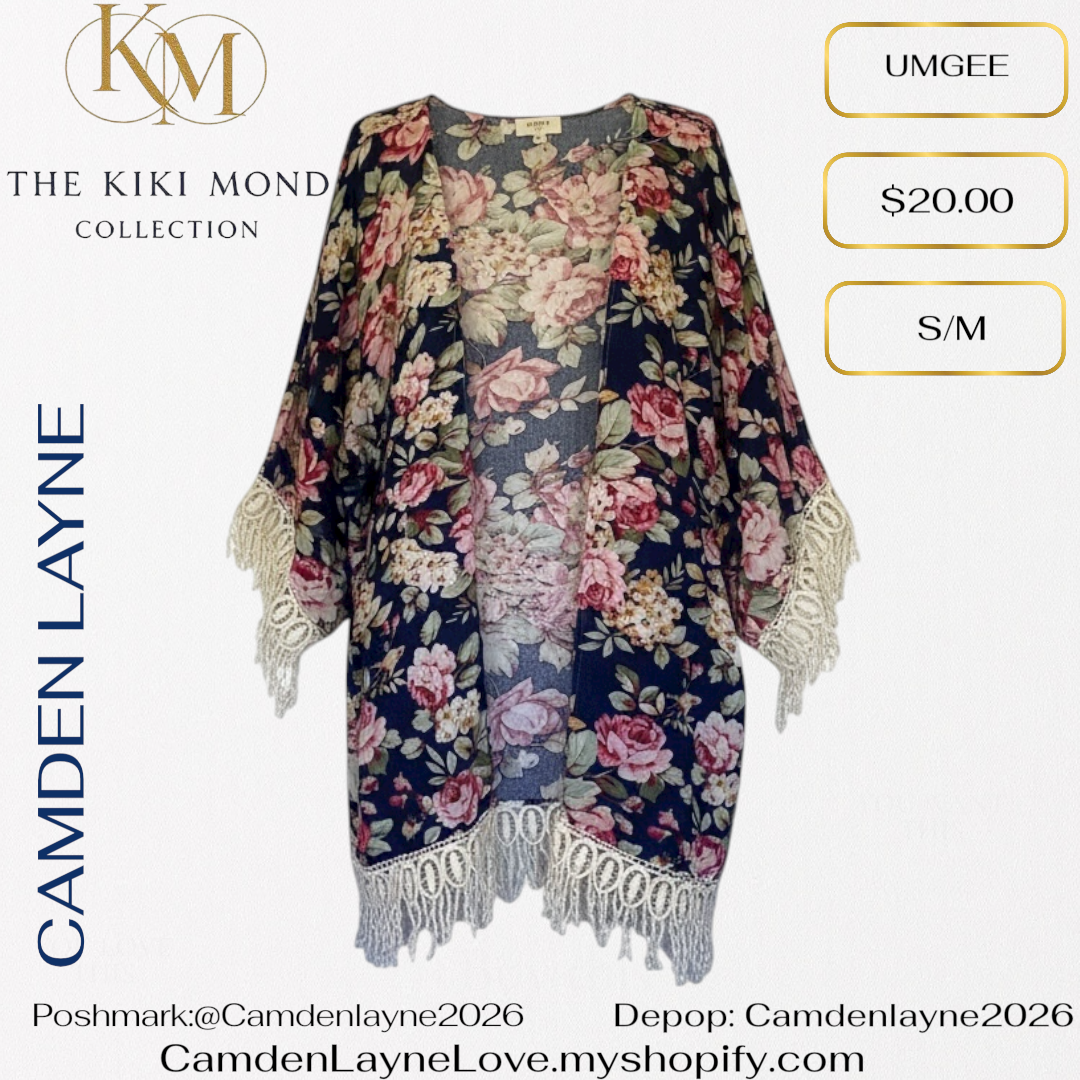 Umgee Floral Lace Bottom Kimono