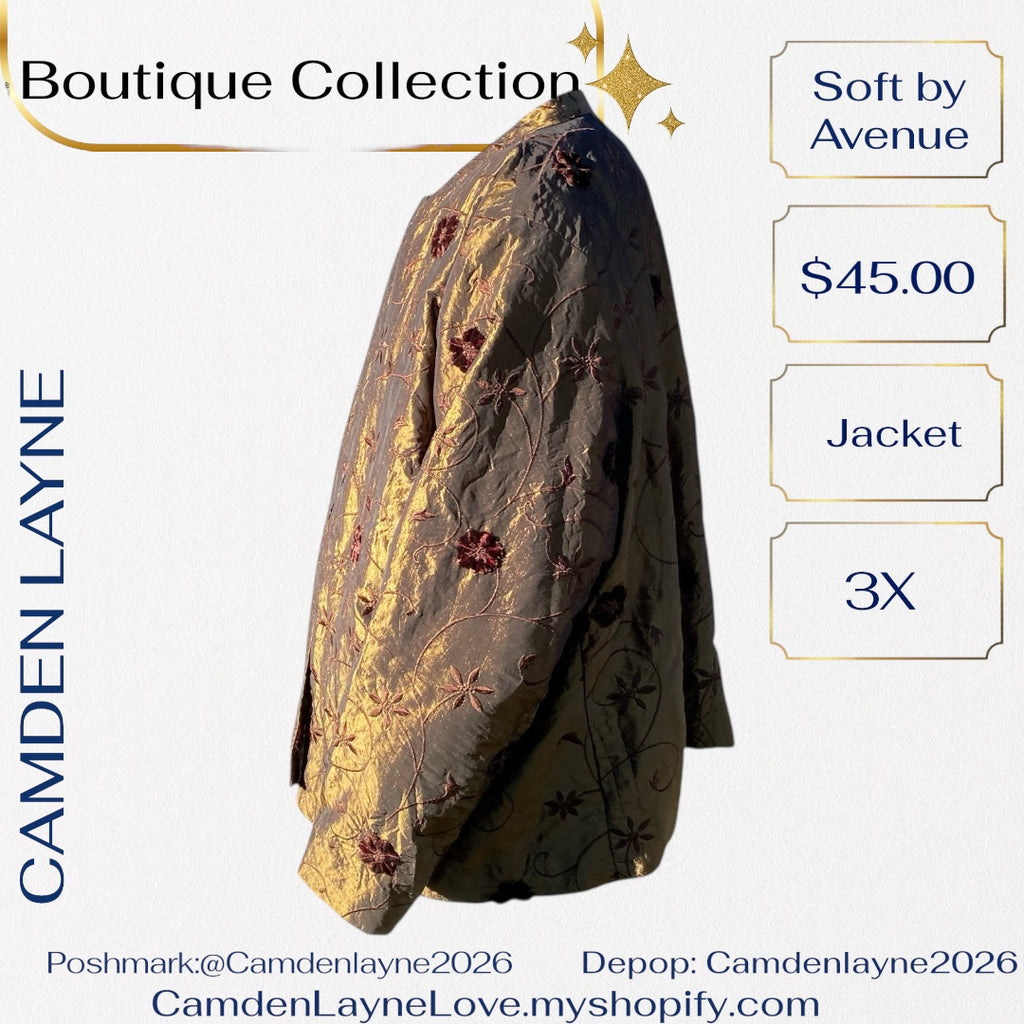 Soft By Avenue Metallic Brocade Jacket