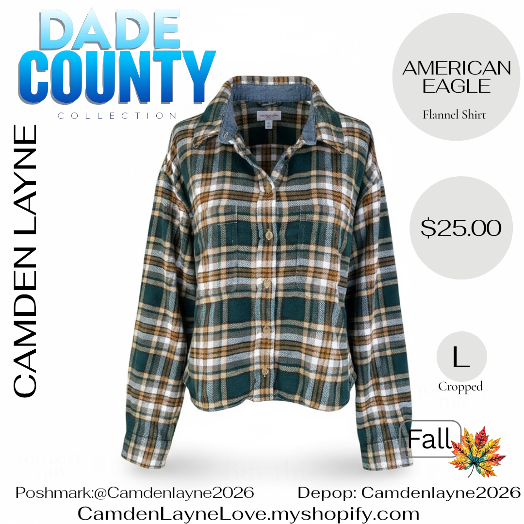 American Eagle Flannel Cropped button down
