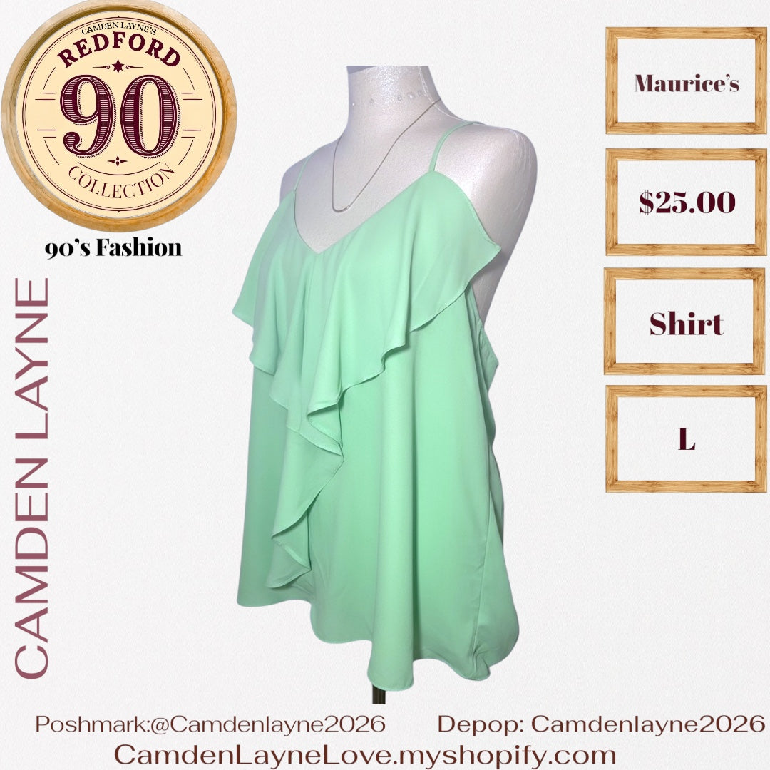Maurice’s Green Cascading Blouse