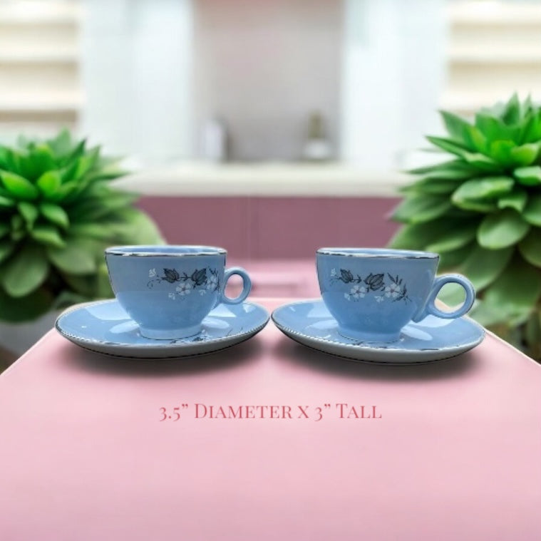 Taylor Smith & Taylor Blue Mist Footed Cup and Saucer Set - Camden Layne