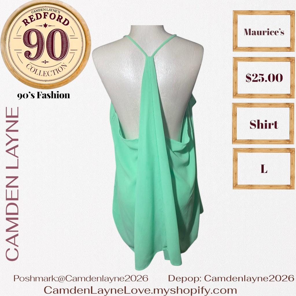 Maurice’s Green Cascading Blouse