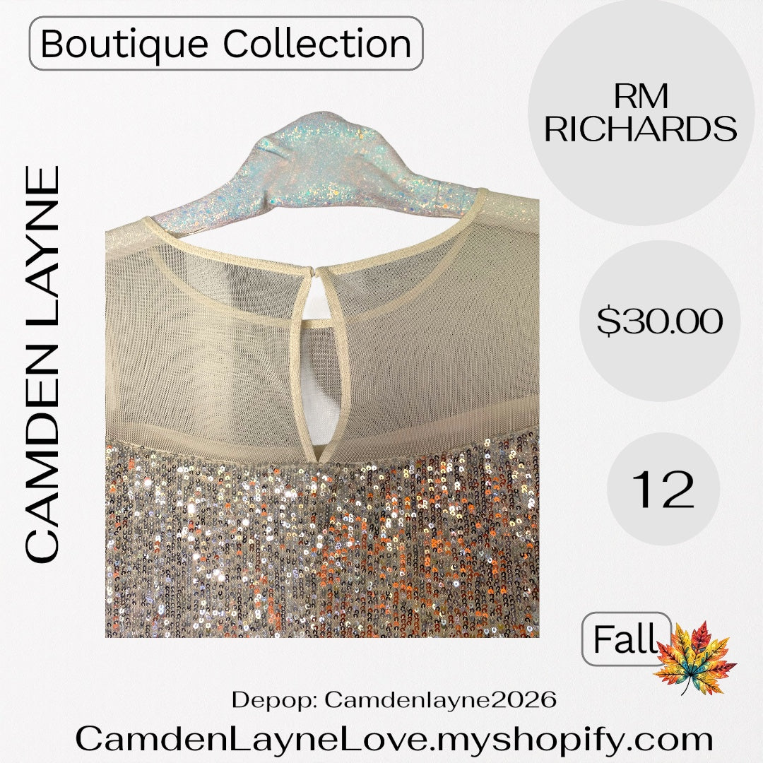 RM Richard’s Champagne Sequined Dress