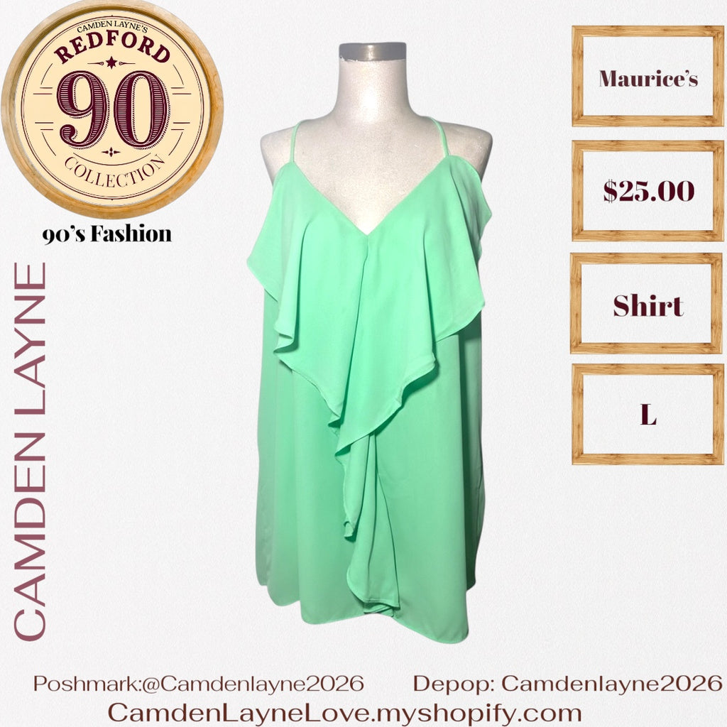 Maurice’s Green Cascading Blouse
