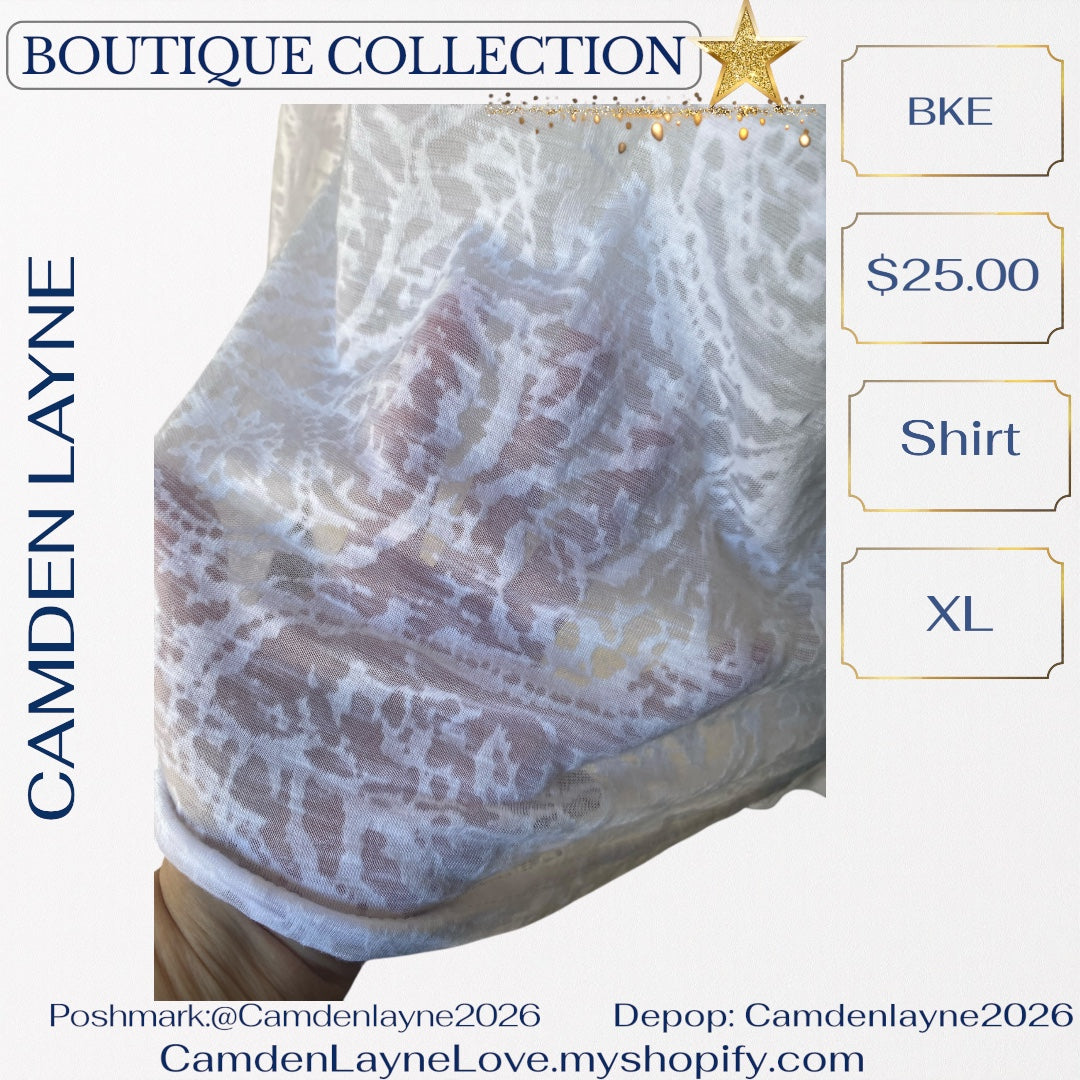 BKE White Semi-Sheer Burnout Blouse