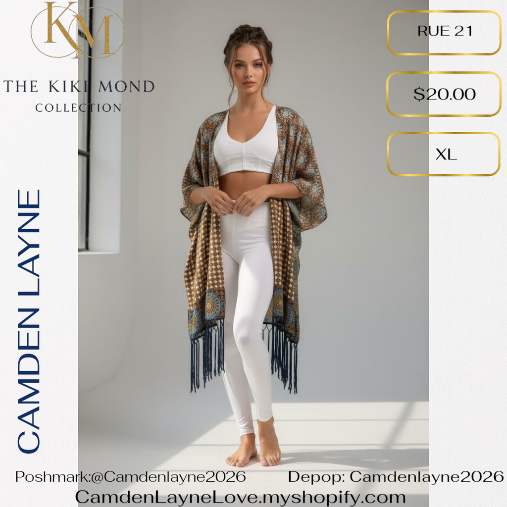 Brown  & Blue Mandala Kimono