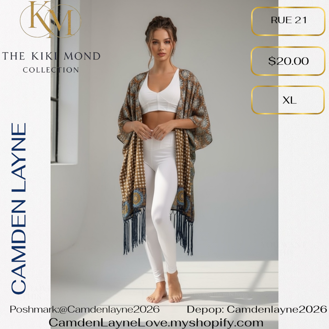 Brown  & Blue Mandala Kimono