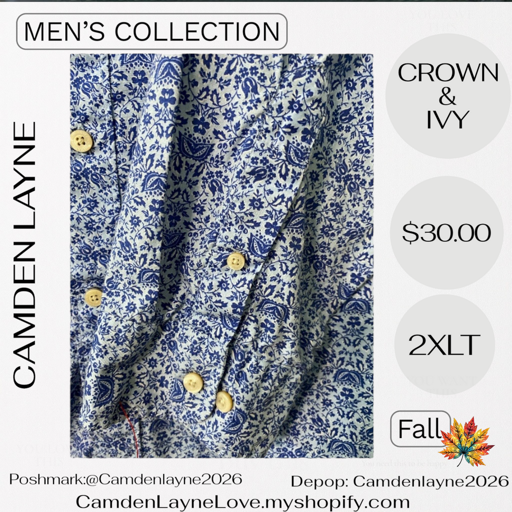 Crown & Ivy Blue Floral Print 2XLT