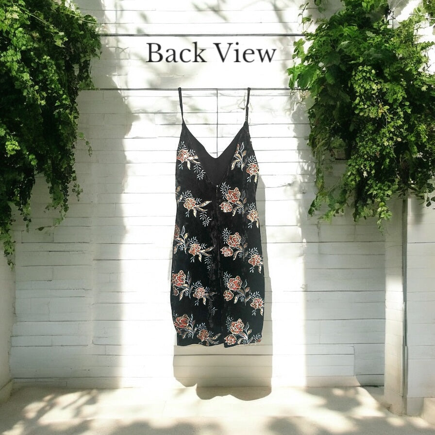 Black Velvet Sequined Cocktail Dress - Camden Layne