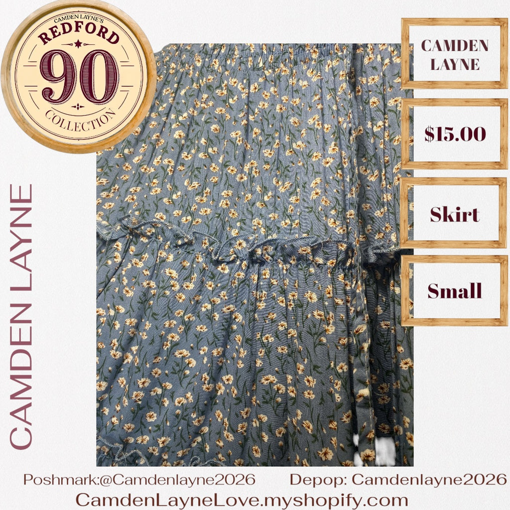 Camden Layne’s Blue Floral Patterned Tiered Skirt