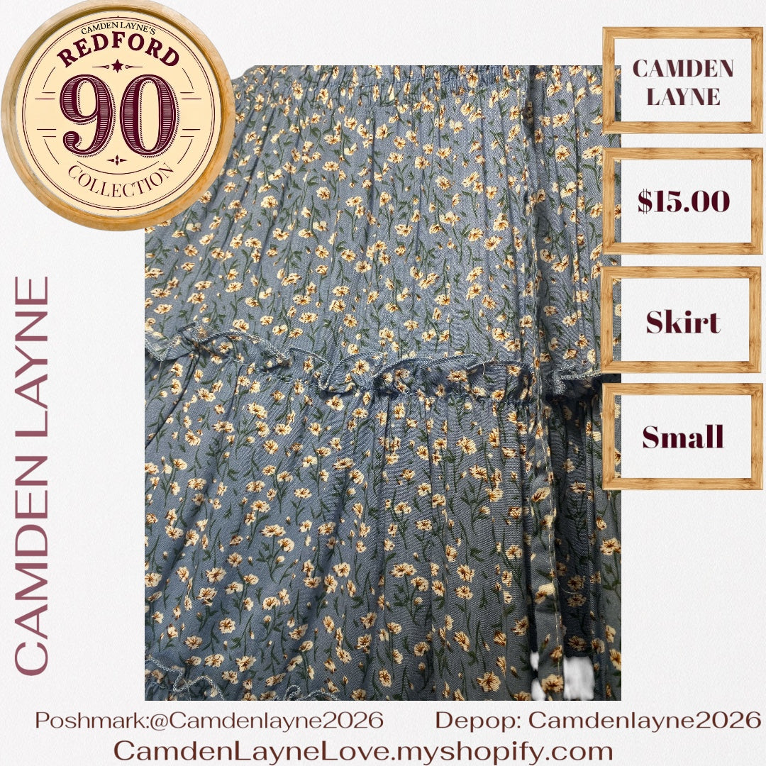 Camden Layne’s Blue Floral Patterned Tiered Skirt