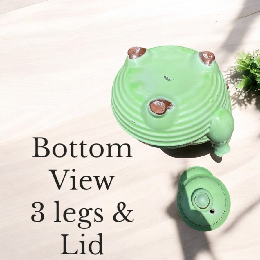 Vintage Redware Jade Toned Three Legged Teapot with Gold Guild - Camden Layne